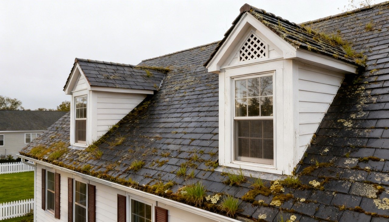 Comparativa antes y después de limpieza de techo